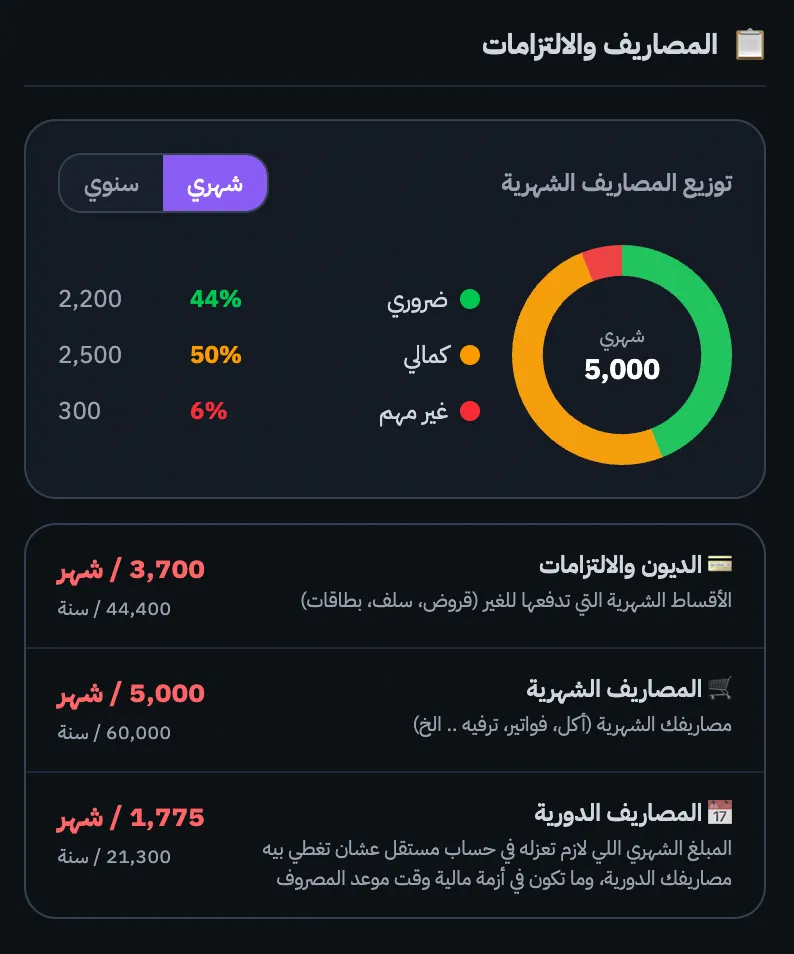 المصاريف والالتزامات